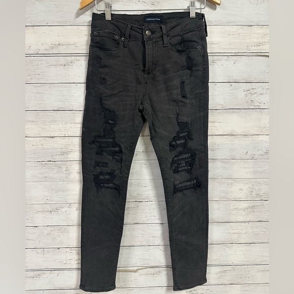 Aeropostale Other - Aeropostale Super Skinny Black/Charcoal Distressed Jeans